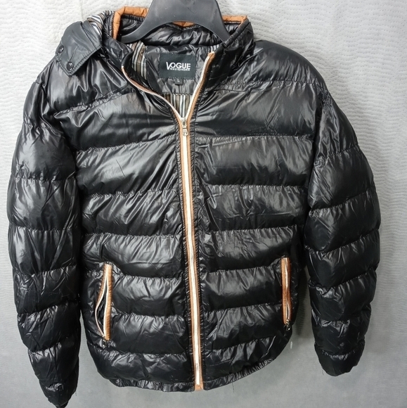 Vogue women's black removable hood puffer coat. New without tag. Sz large. Pit-p - Picture 1 of 7